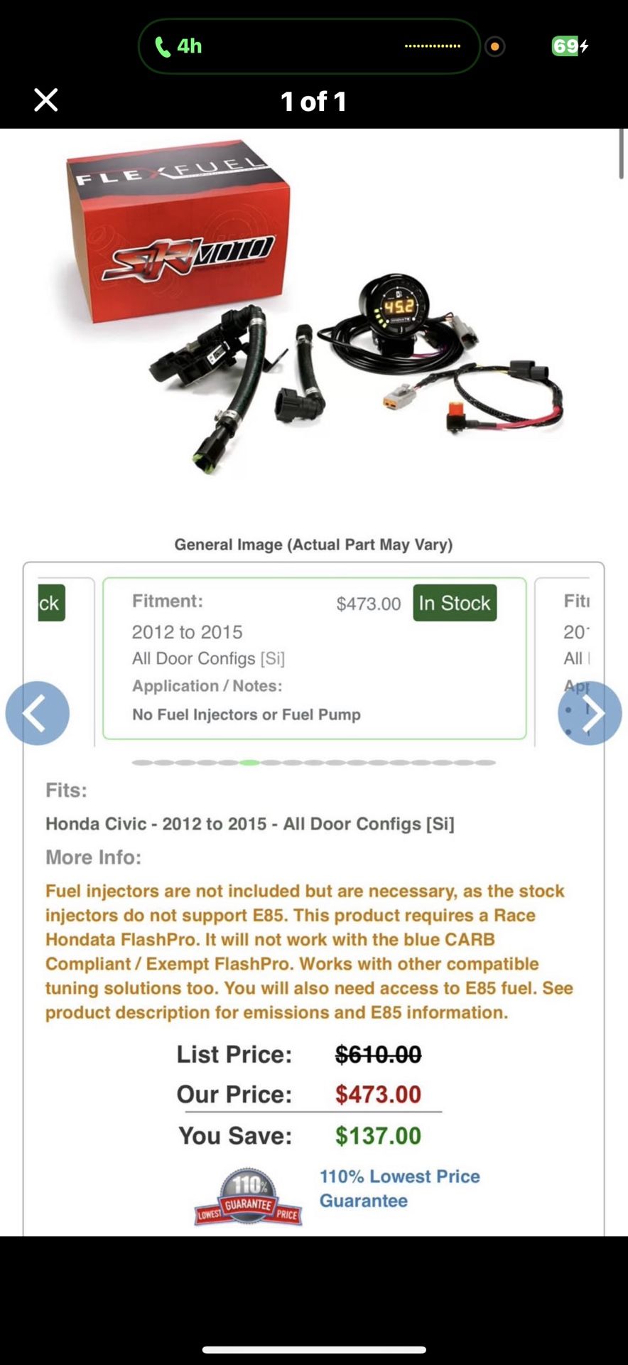 SiriMoto Flex Fuel Kit 9th Gen Civic K24Z7