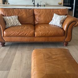 Leather Sofa , Chair And Ottoman 