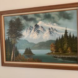 Large Vintage Framed Landscape Painting – Signed “Jan May”
