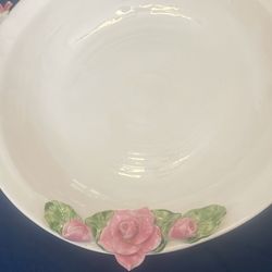 Vintage Ceramic Cherub and Rose Decorative Bowl  Centerpiece