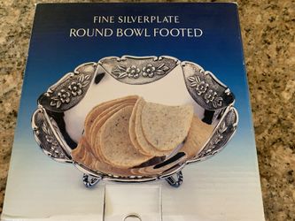 New Silver Plate Footed Serving Bowl.