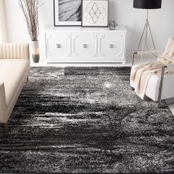 SAFAVIEH Area Rug 8x10 - Adirondack Collection - Large - Silver & Black, Modern Abstract Design, Non-Shedding & Easy Cleaning, Ideal for Living Room, 