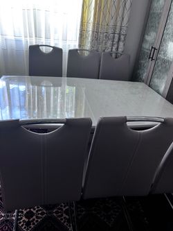 Dining table with six chairs