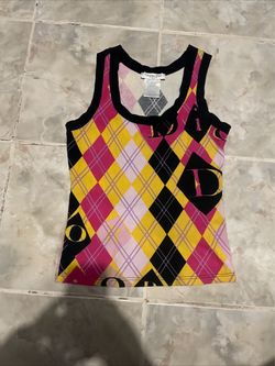Christian Dior 2004 Gold Collection Argyle Sleeveless Tank Top SZ USA 6