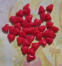 Red Triangle Glass Beads Lot