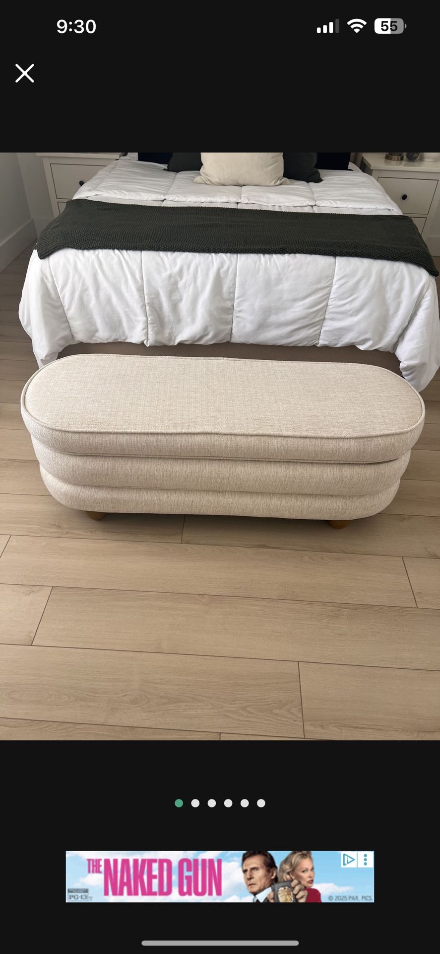 Light Beige Storage Ottoman