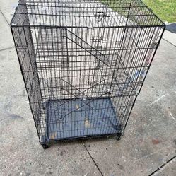 Black Metal, Small Animal, Multi Tear Or Birdcage 38 Inches Tall 30 Inches Wide 25 Inches Deep Medium To Large Size Cage