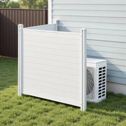 50 in. x 50 in. 2-Panel Vinyl Outdoor Privacy Screen with Ground Stakes, White