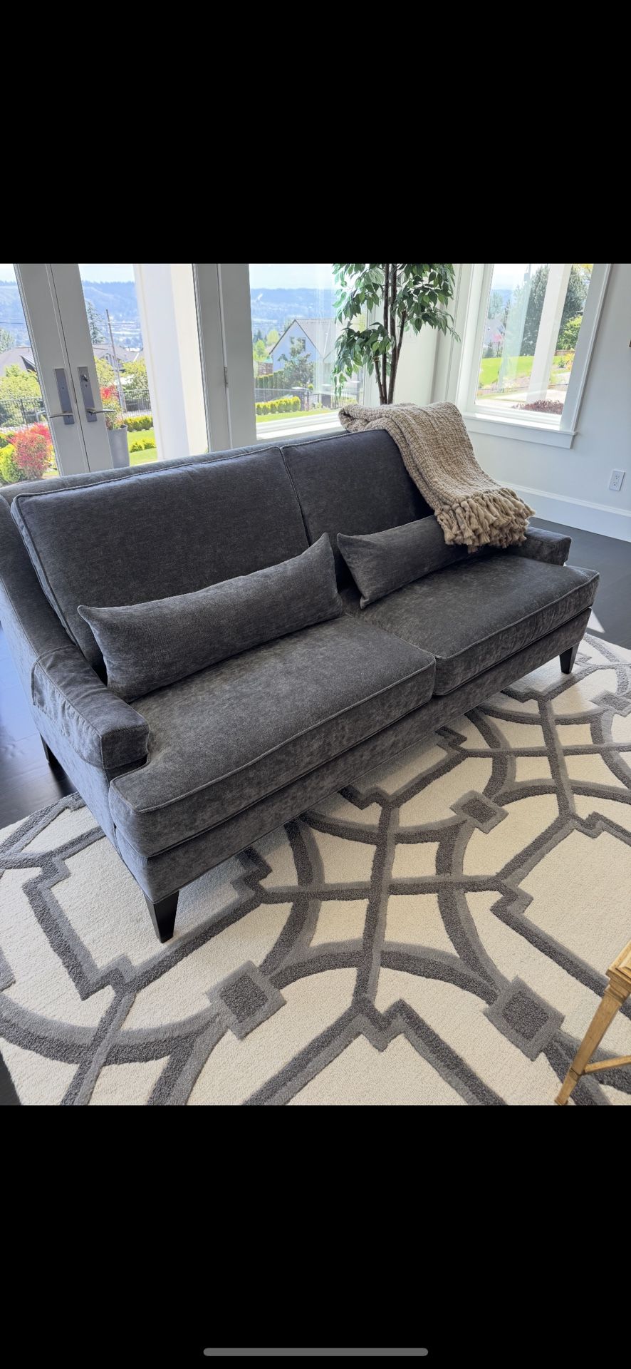 Ethan Allen Grey 78 “ long deep custom sofa! Originally $3,500 each. Asking $1,500 each!