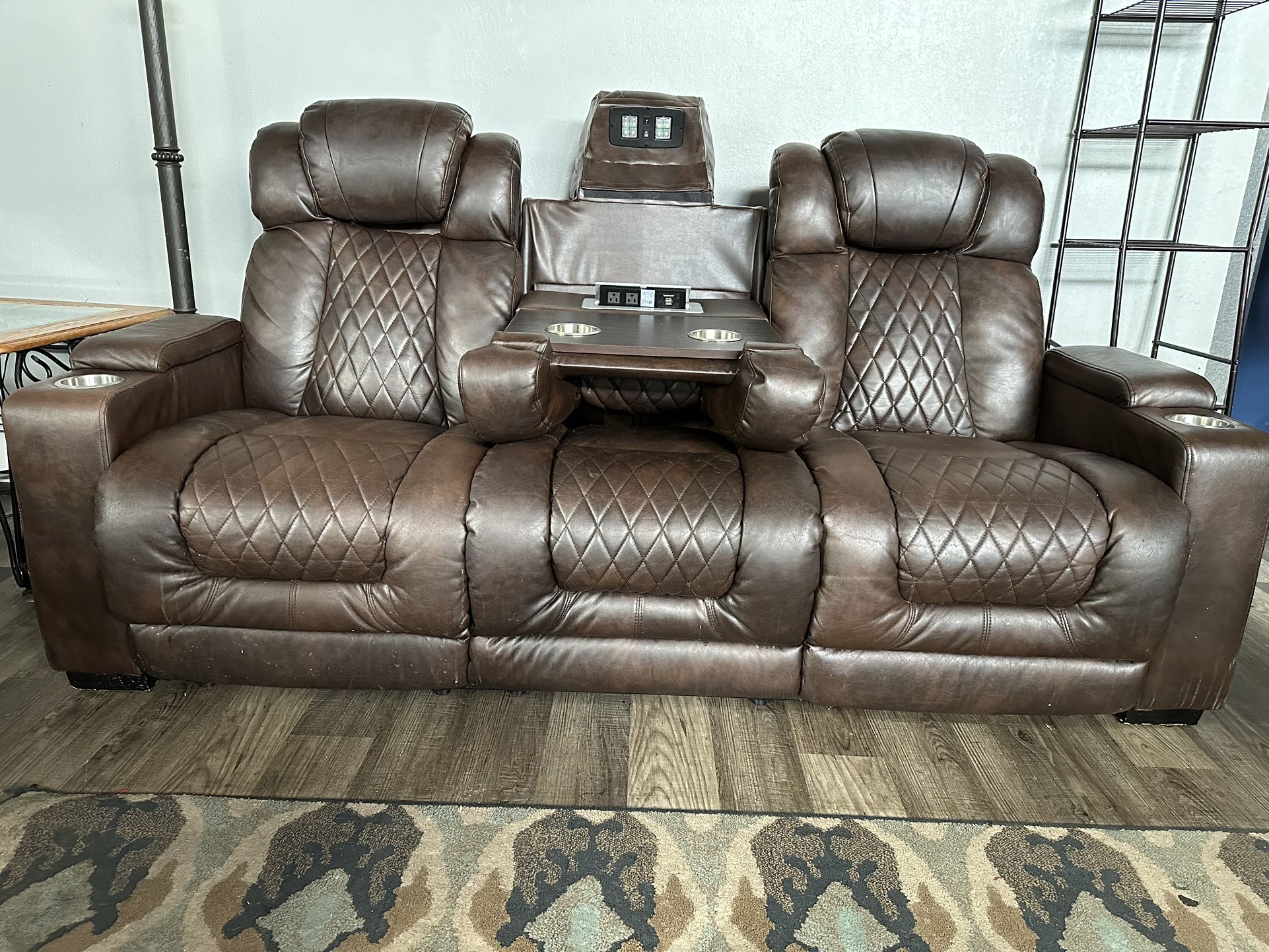 Dual Leather Power Recliner
