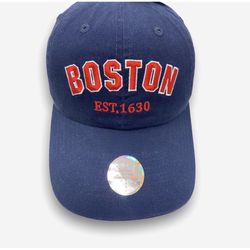 BOSTON Bay State Apparel Baseball Cap Hat Adjustable Size  Navy Blue Red