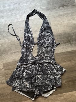 Leopard  Print Halter Neck Romper. Size L .