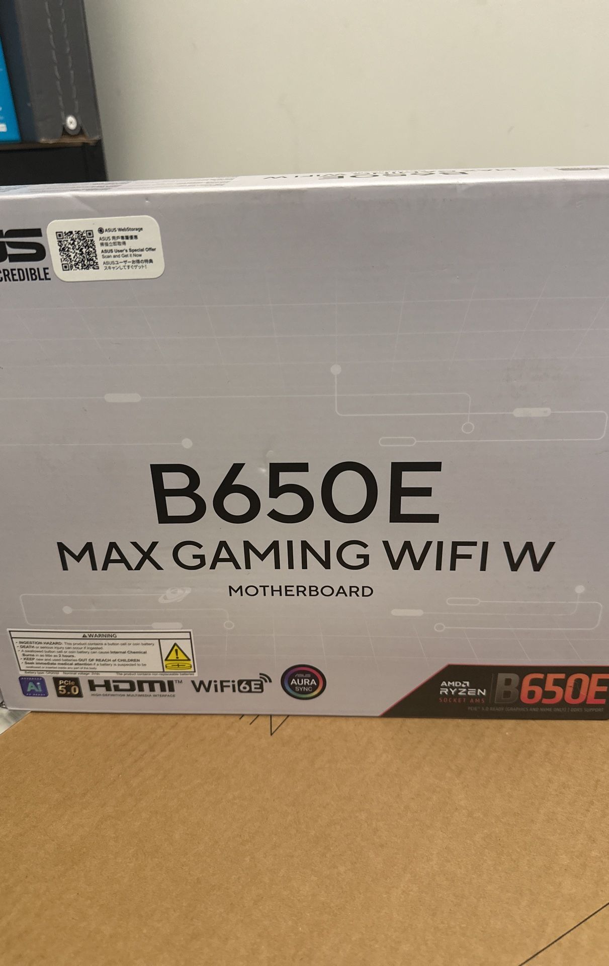 ASUS B650E MAX Gaming WiFi W – AMD B650 AM5 ATX Motherboard, White PCB, DDR5, PCIe 5.0, 3X M.2, Wi-Fi 6E, 2.5Gb LAN, USB 10Gbps Type-C, DisplayPort, H