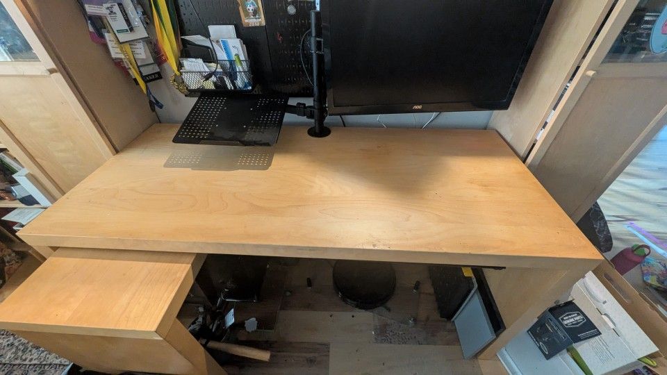 IKEA Desk + Monitor Stand With AOC Monitor 
