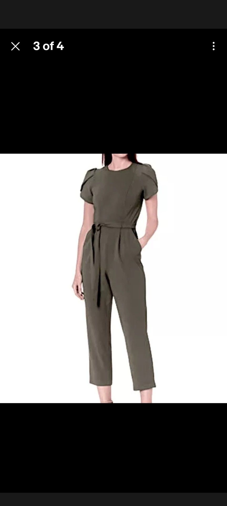 CALVIN KLEIN TULIP SLEEVE CROPPED JUMPSUIT, ARMY GREEN, SIZE 10