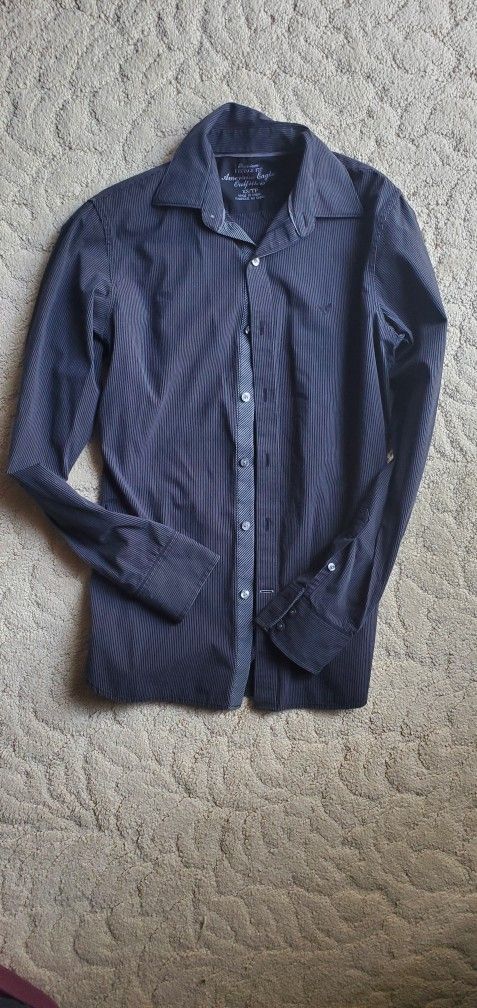 American Eagle Outfitters Dark Gray Button Down Shirt