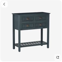 Linon Home Decor Brimley Beadboard Console Table in Dark Teal Blue
