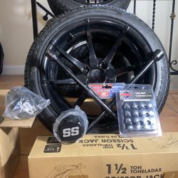 Brand New GOLF CART RIMS AND TIRES 14" BLACK on BLACK HYDRA WHEELS & 205/30-14 DOT LOW PROFILE TIRES (all 4+ equipment included).