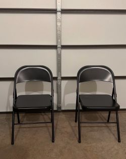 2 Black Folding Chairs