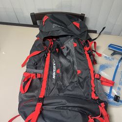 JanSport Katahdin 70L Hiking Camping Outdoors Backpack & Platypus Big Zip Evo 3.0 L. Very gently used in very good condition with minor cosmetic blemi