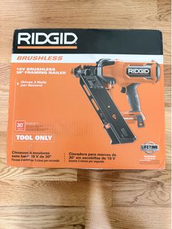 RIDGID 18V Brushless 30° Framing Nailer – NEW Open Box + Battery