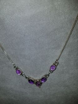 Sterling silver and purple moon stone necklace