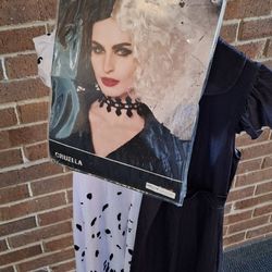 Disney Cruella Halloween Wig and Dress for Girls 6-8