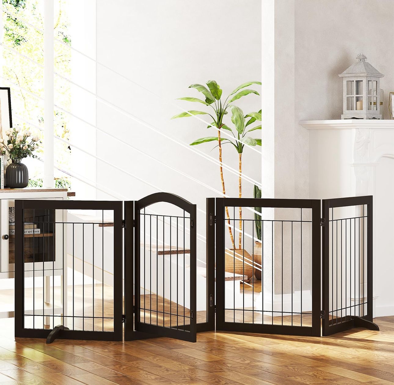 SPIRICH 96 inch Extra Wide 30 inches Tall Dog Gate with Door Walk