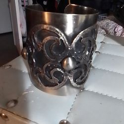 2. RARE HAND CRAFTED SILVER METAL WIDE CUFF BRACELETS ENGRAVED