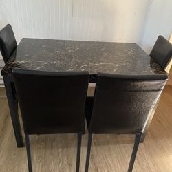 Faux Marble Dining Table With 4 Chairs 