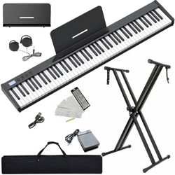 NikoMaku Piano Keyboard 88 Keys Semi-weighted Compact Portable Digital Piano Set for Beginners with Stand, Carrying Case, Sustain Pedal, Headphones, S