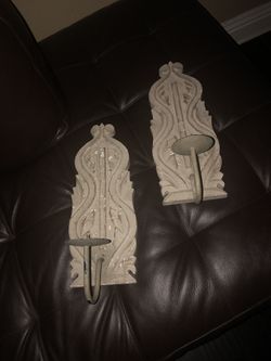 Wall candle holders rustic wood grayish.