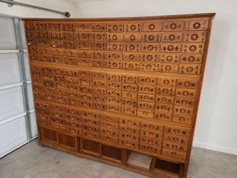 Large Vintage Herbal Apothecary Cabinet