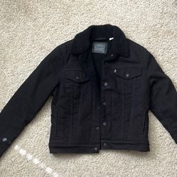Denim  Black Jacket with Sherpa Collar