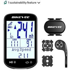 Wireless Bike Computer GPS Bundle, Speedometer & Odometer, Cadence Sensor, Auto Backlight & Auto Stop, IPX7 Waterproof, 2.6" LCD Display
