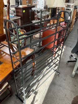 Large Metal Shoe Rack with Wheels