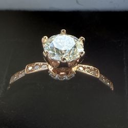 New 18K Rose Gold Plated Round cut 1ct,VVS1,D Color Moissanite Engagement Ring7 