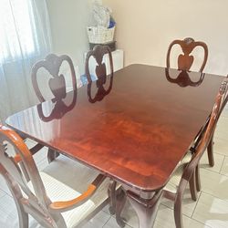 Large Wood Dining Table & Chairs
