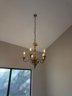 Brass 5-Arm Candelabra Chandelier