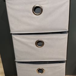 4 Drawer Storage Unit- Gray Fabric, Black top, Metal Frame