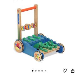 Melissa & Doug Deluxe Chomp and Clack Alligator Wooden Push Toy and Activity Walker 