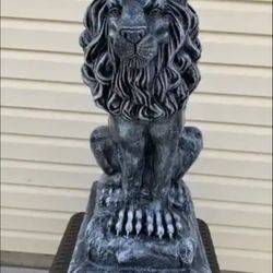 3 foot tall, stone, color, lion statue