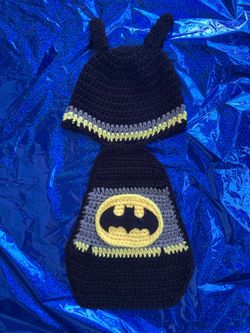 Crochet Batman Baby Beanie and Cocoon Set