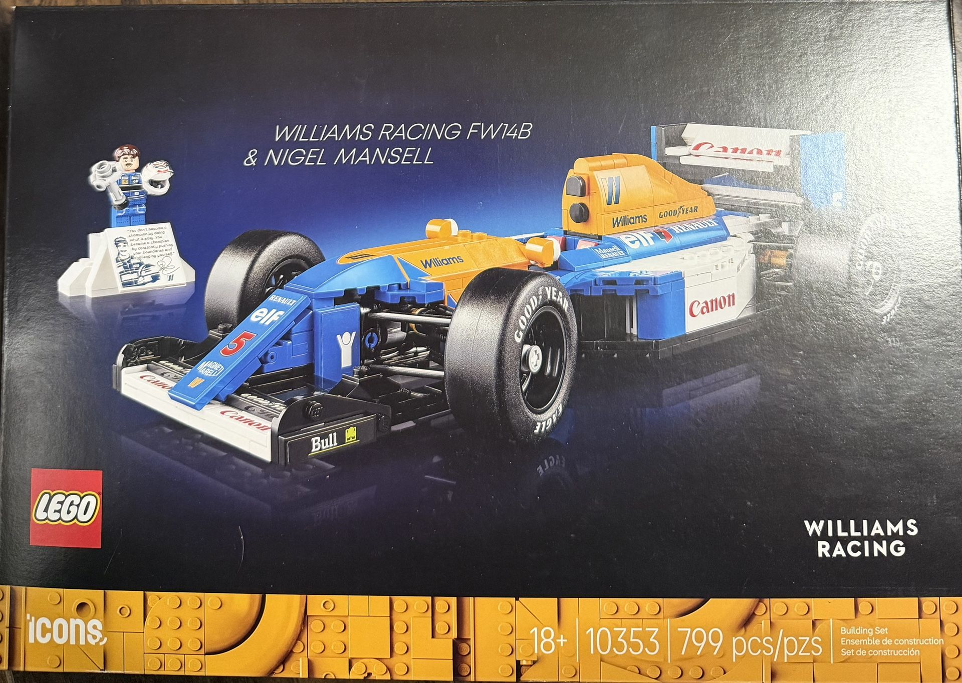 LEGO Icons Williams Racing FW14B & Nigel Mansell F1 Model Car Kit - 10353