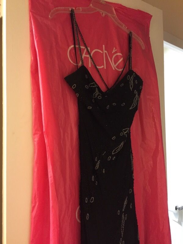Black beaded evening gown/prom dress