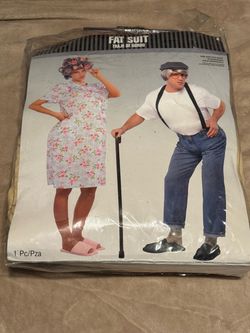 Spirit Halloween Fat Suit and Grandma/Grandpa Wigs