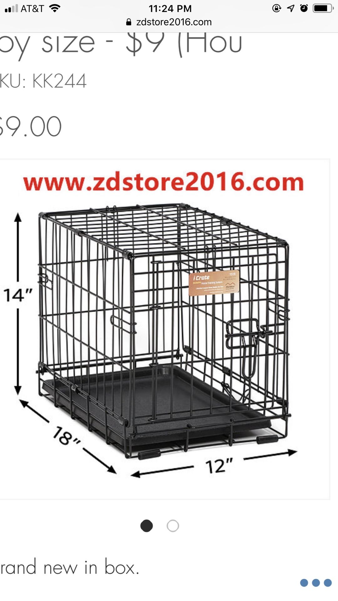 Single Door iCrate Metal Dog Crate, 18-Inch, Black 18x12x14" toy size