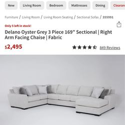 Three Piece Sectional Sofa With Chaise Lounge