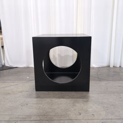 Black Cube Side Table with Circular Cutouts