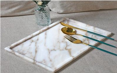 100% Natural Marble Serving Tray Luxury Marble Storage Tray for Home